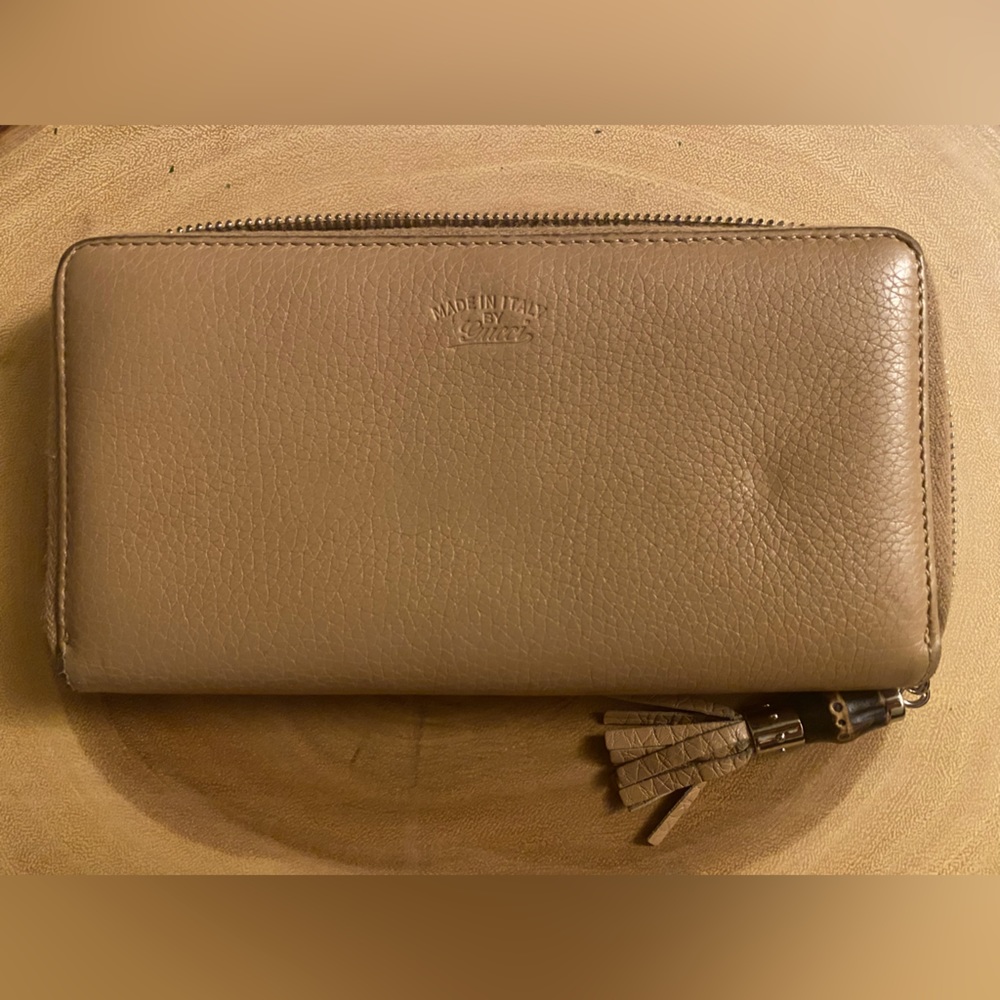 GUCCI Bamboo Tassel Leather Zip Around Long Wallet
